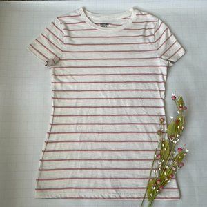 Mossimo Off-White/Cream Striped Short Sleeve Tee Shirt Size Small